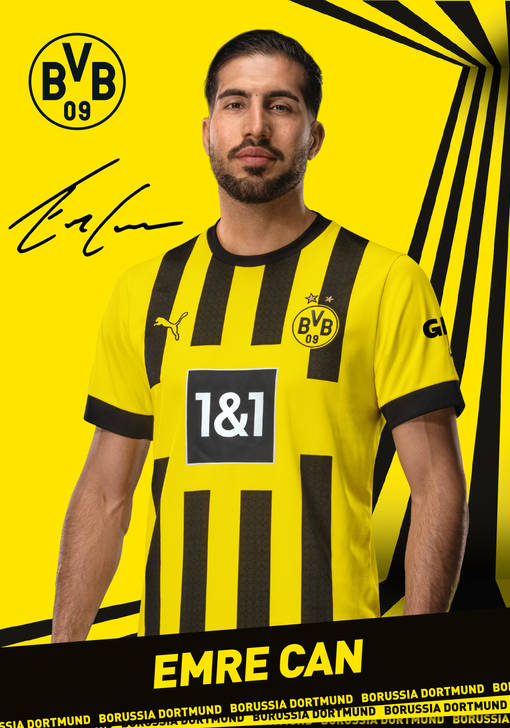 Autogrammbild von Emre Can, Mittelfeldspieler Borussia Dortmund zur Saison 2022/2023