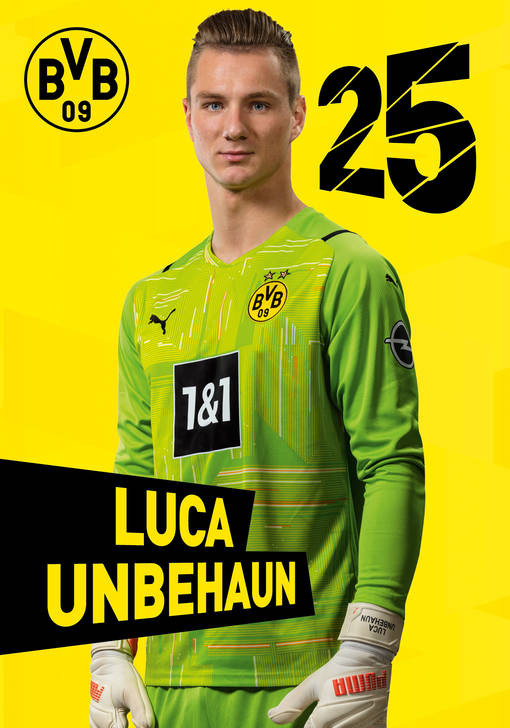 Autogrammbild Vorderseite von Luca Unbehaun Torwart von Borussia Dortmund zur Saison 2020/2021