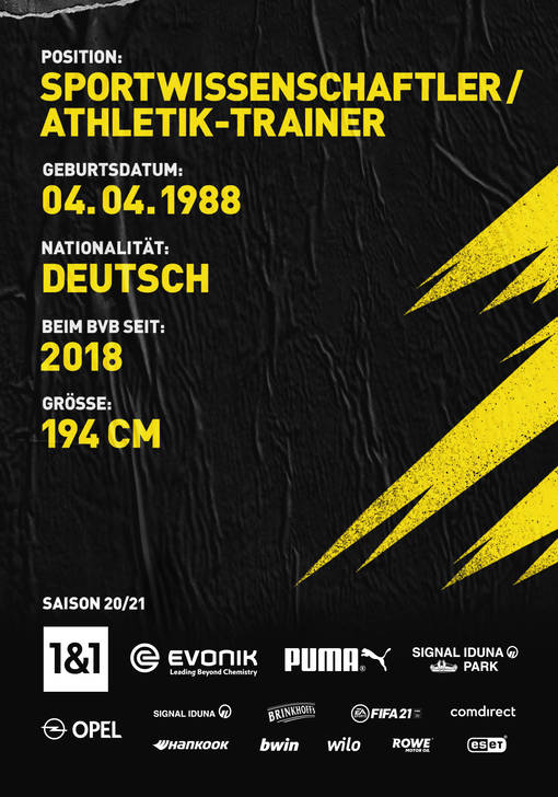 Autogrammkarte von Matthias  Kolodziej  Zeugwart von Borussia Dortmund zur Saison 2020/2021
