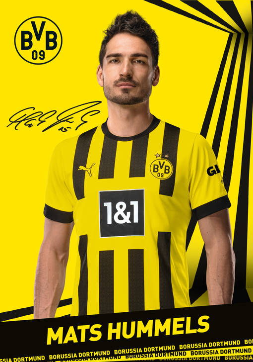 Autogrammkarte von Mats Hummels , Verteidiger von Borussia Dortmund zur Saison 2022/23