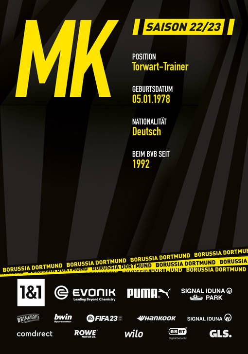 Autogrammkarte von Matthias Kleinsteiber Torwarttrainer von Borussia Dortmund zur Saison 2022/2023